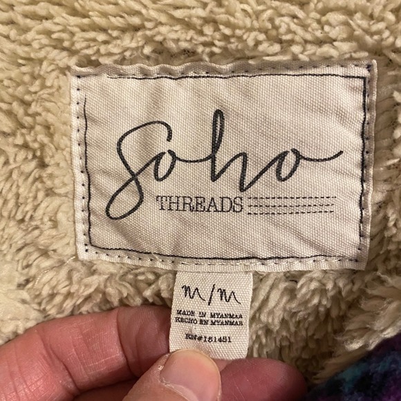 Soho Apparel Purple Plaid Sherpa Lined Shacket Cozy Winter Jacket Medium - Picture 6 of 16